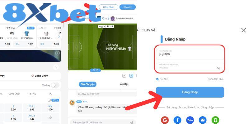 Từng bước đăng nhập 8xbet chi tiết
